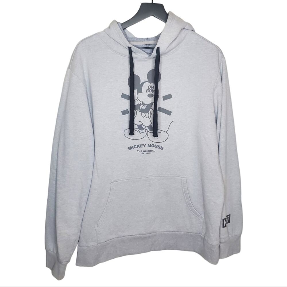 🔥Disney x NEFF Collab Vintage Style Mickey Mouse Grey Hoodie Size XL Sweatshirt